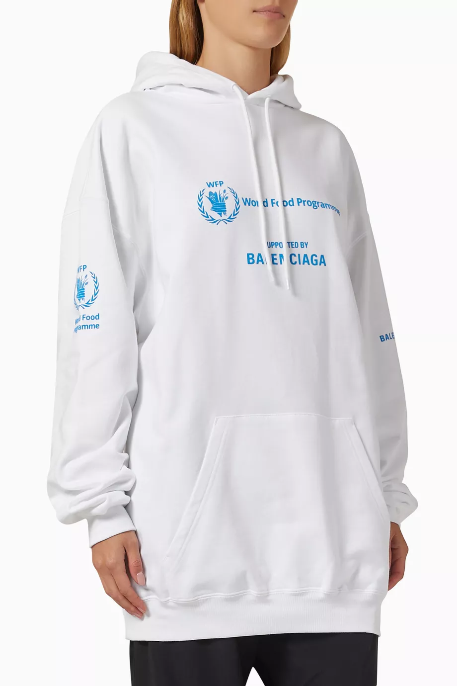Buy Balenciaga White WFP Medium Fit Hoodie in Organic Cotton