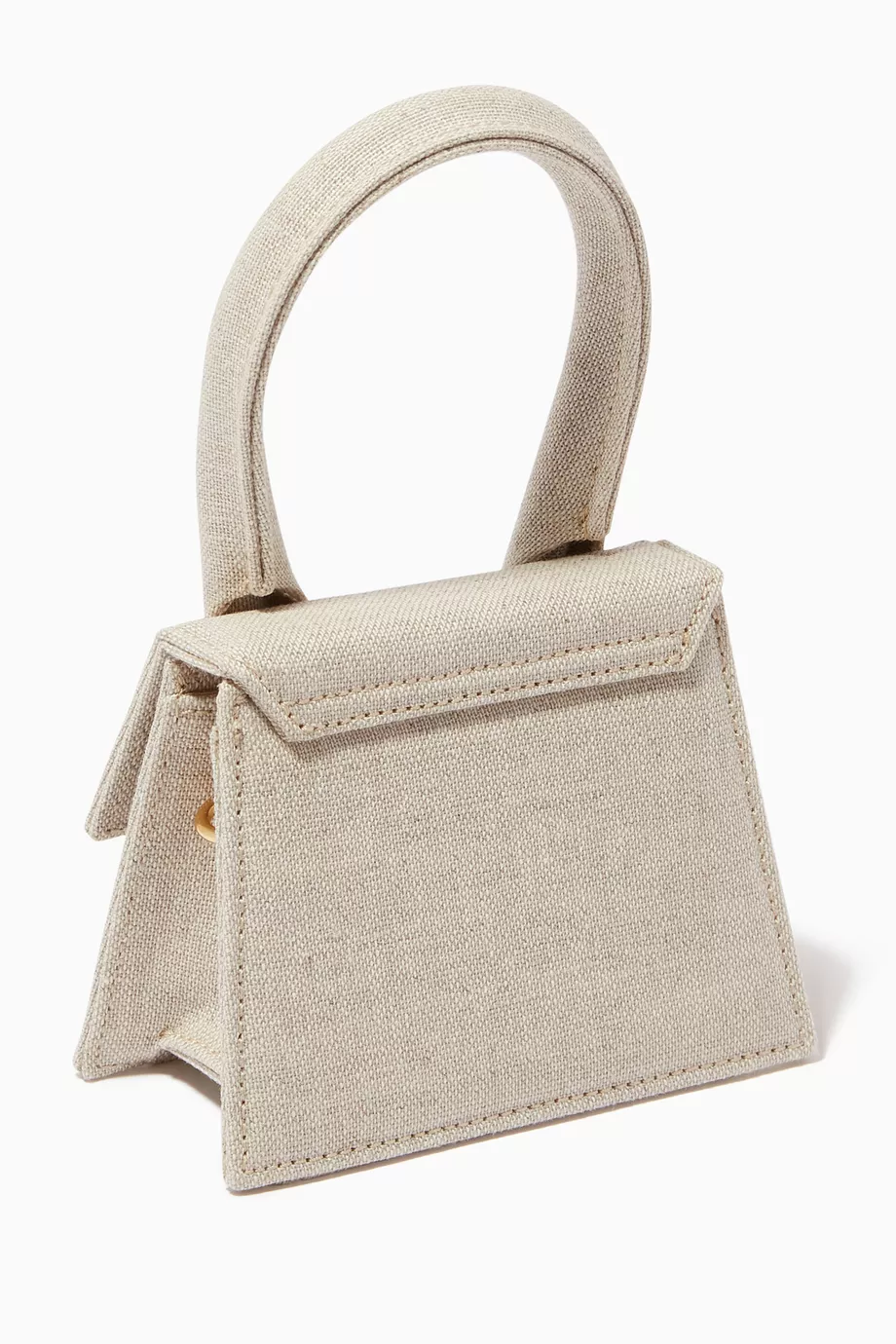 Buy Jacquemus Neutral Le Chiquito Tote Bag in Linen Canvas for