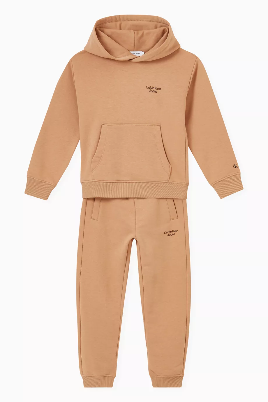 Buy Calvin Klein Brown Logo Tracksuit Set in Cotton blend for Boys