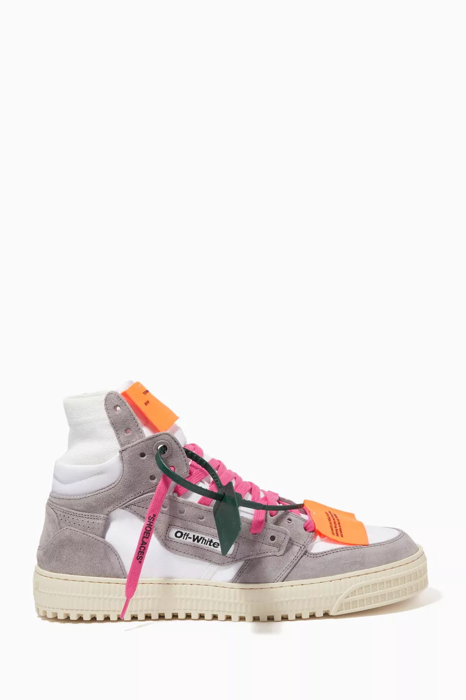 Buy Off White Grey Off Court 3.0 High top Sneakers in Suede