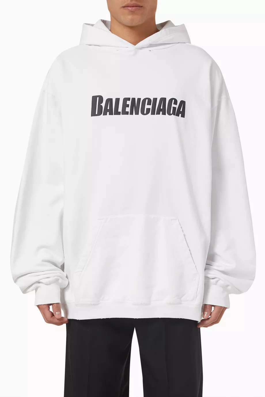 Buy Balenciaga White Bold Logo Hoodie in Cotton Jersey for Men in UAE Ounass