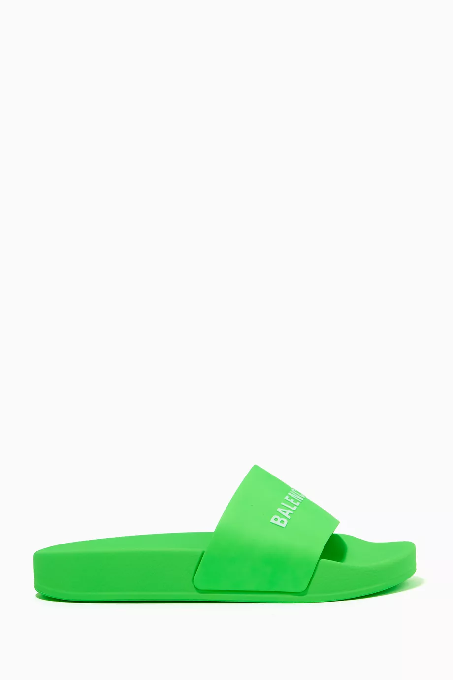 Buy Balenciaga Green Logo Pool Slides in Rubber for UNISEX in UAE Ounass
