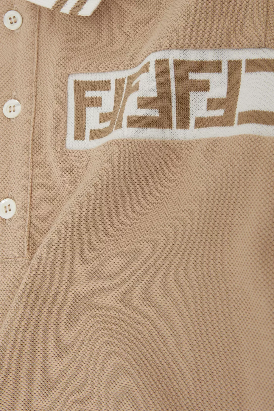Buy Fendi Neutral Logo Stripe Polo Shirt in Cotton for Boys in UAE