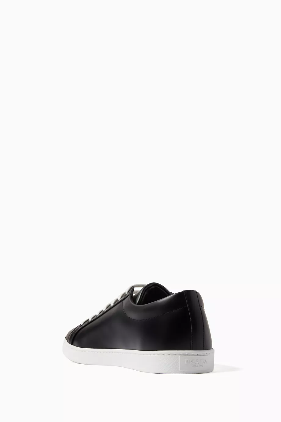 Mens black leather sneakers white sole on sale