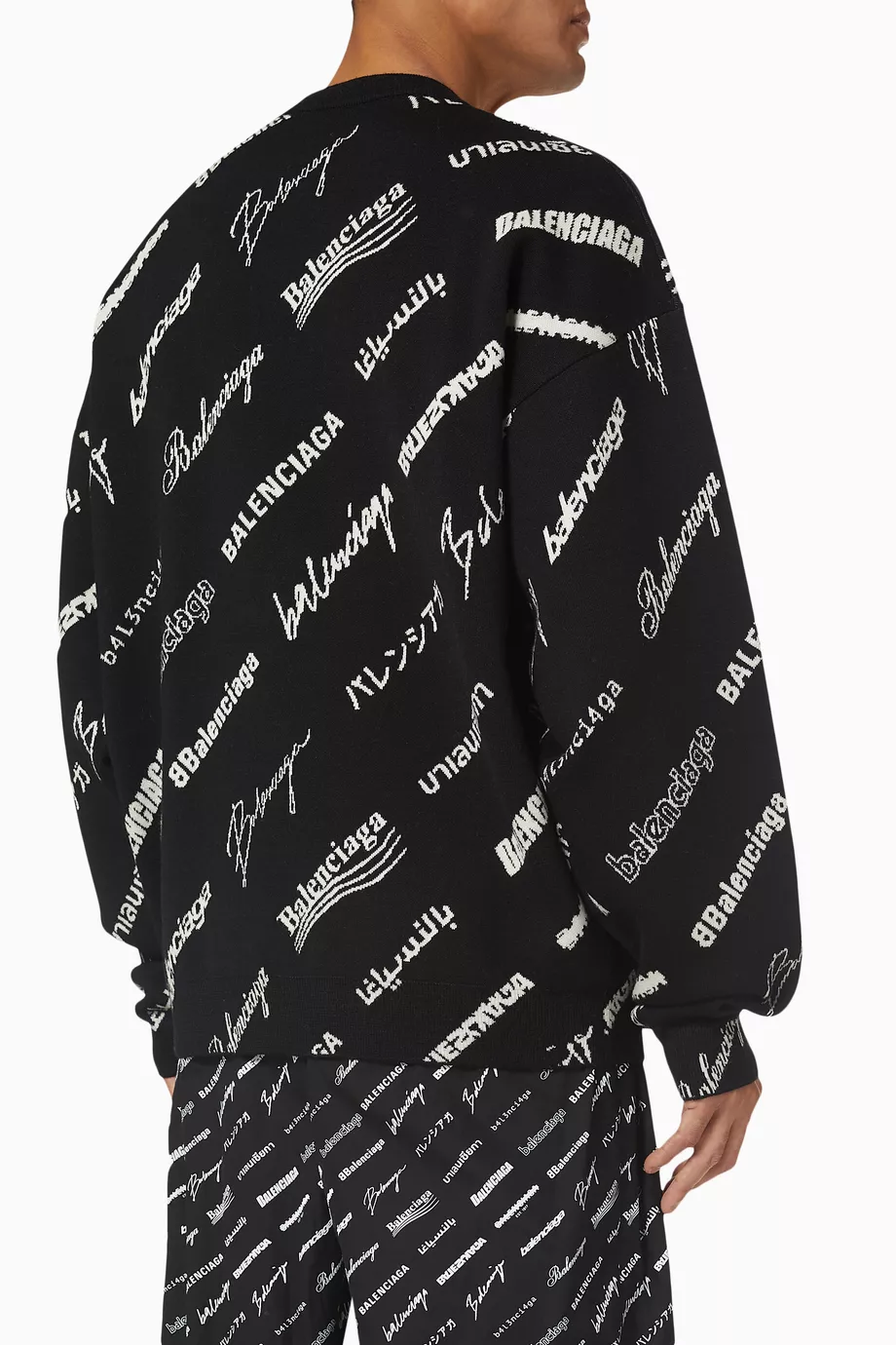 Balenciaga black and shop white logo sweatshirt