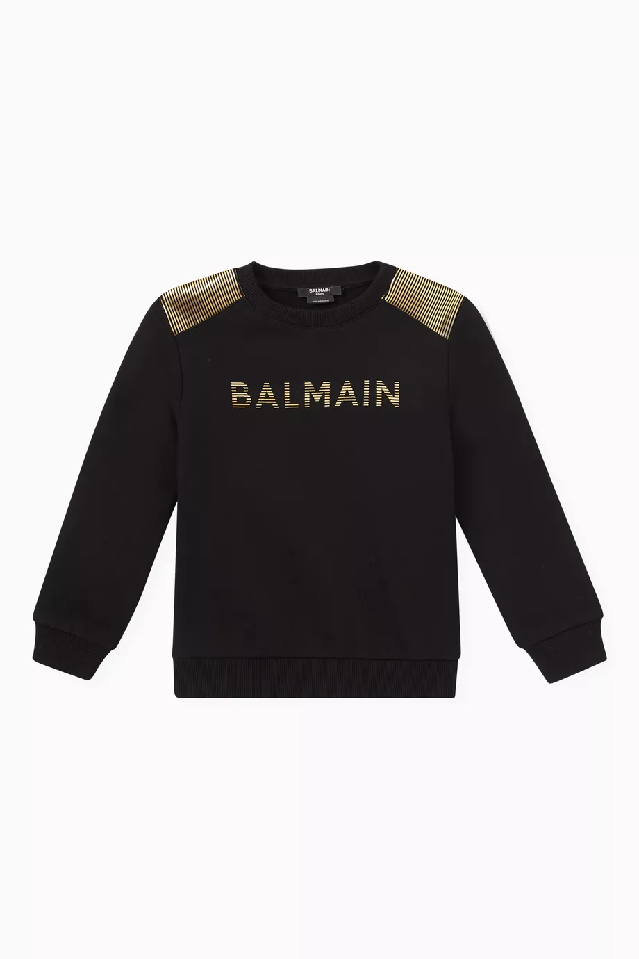 Buy Balmain Black Logo Print Sweatshirt in Cotton for UNISEX in