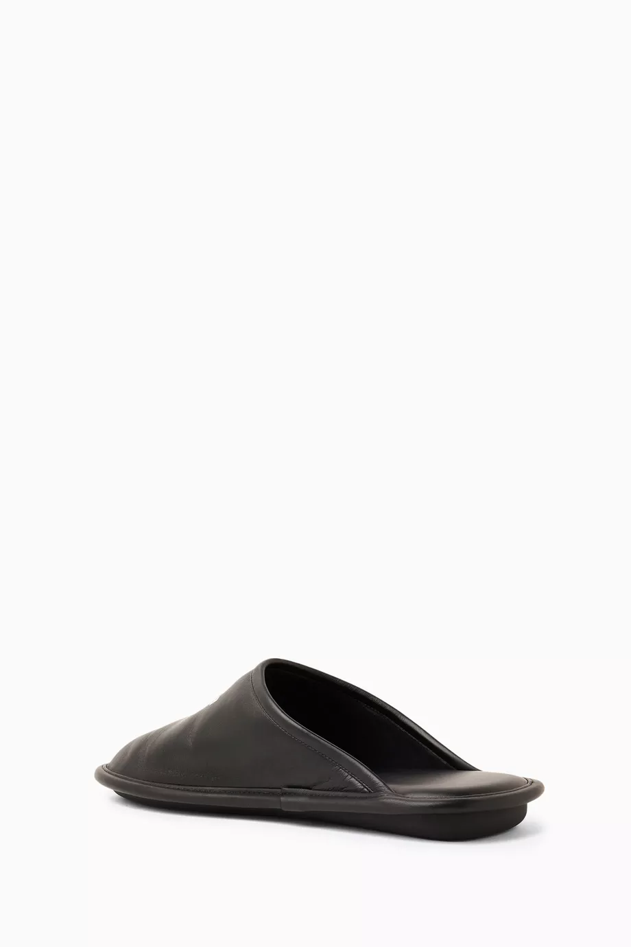 Buy Balenciaga Black Logo Home Slippers in Calf Leather for Men in