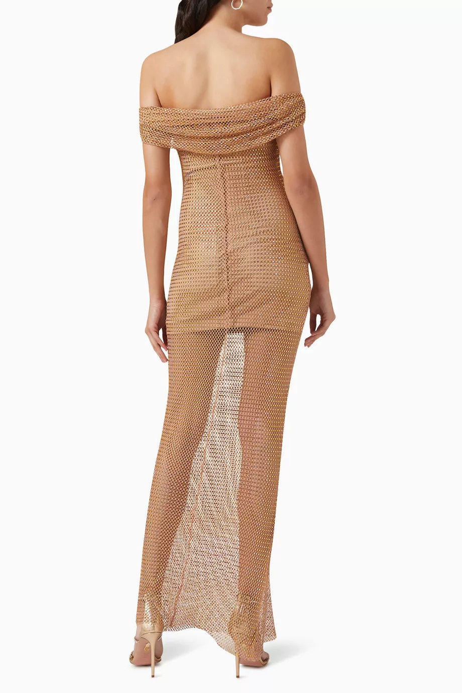 Off the shoulder fishnet dress online