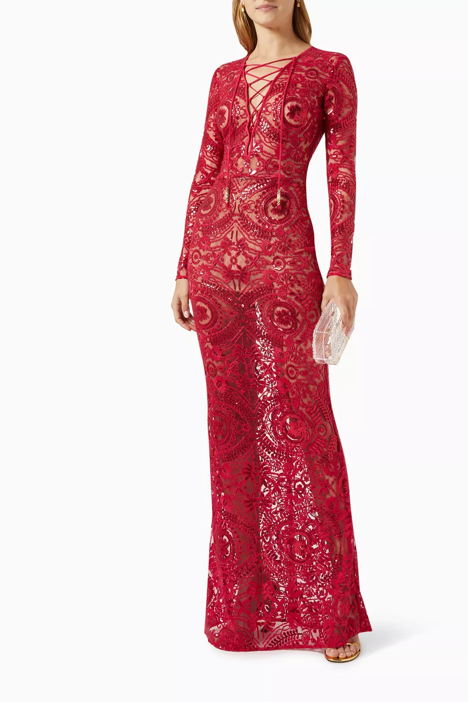 Salma formal sequin scroll print dress sale