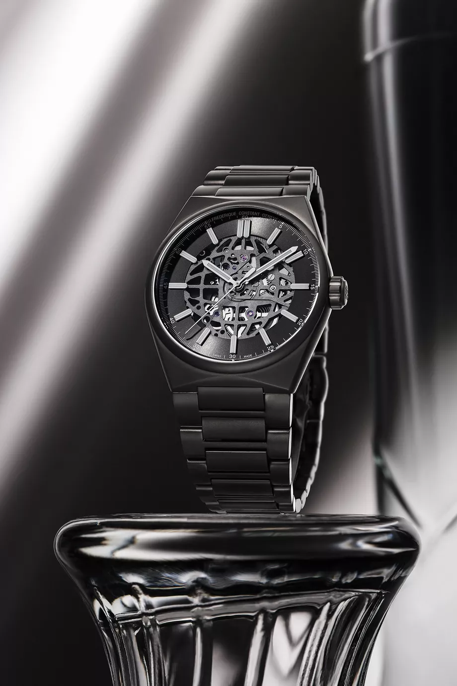 Mens black hot sale skeleton watch