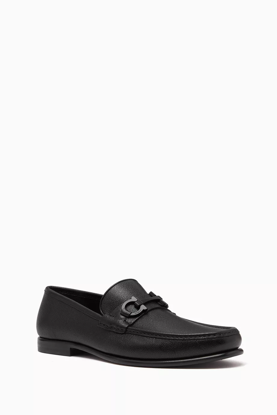 Buy Ferragamo Green Moccasins with Gancini Ornament in Leather for