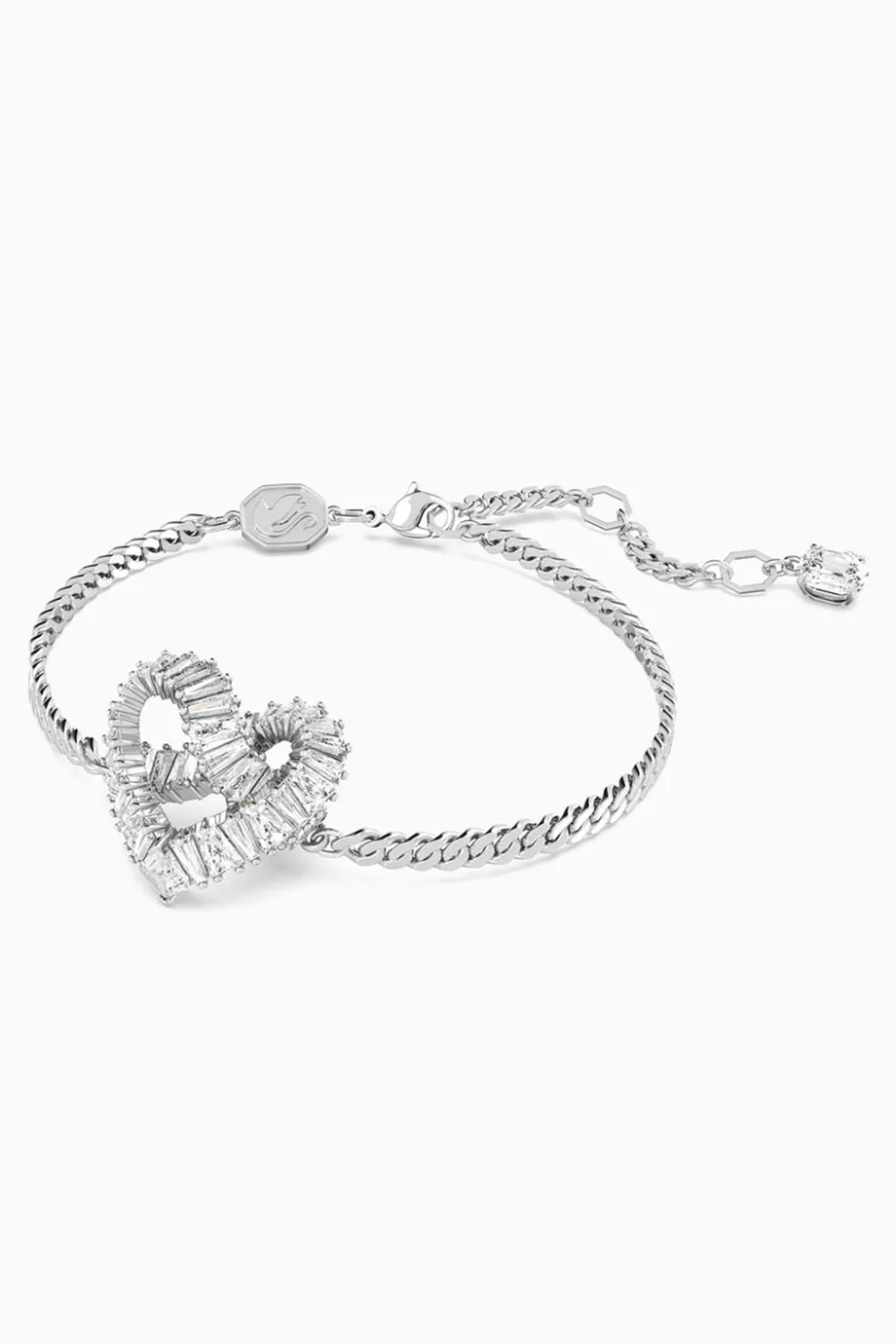 Buy Swarovski White Matrix Heart Crystal Bracelet in Rhodium