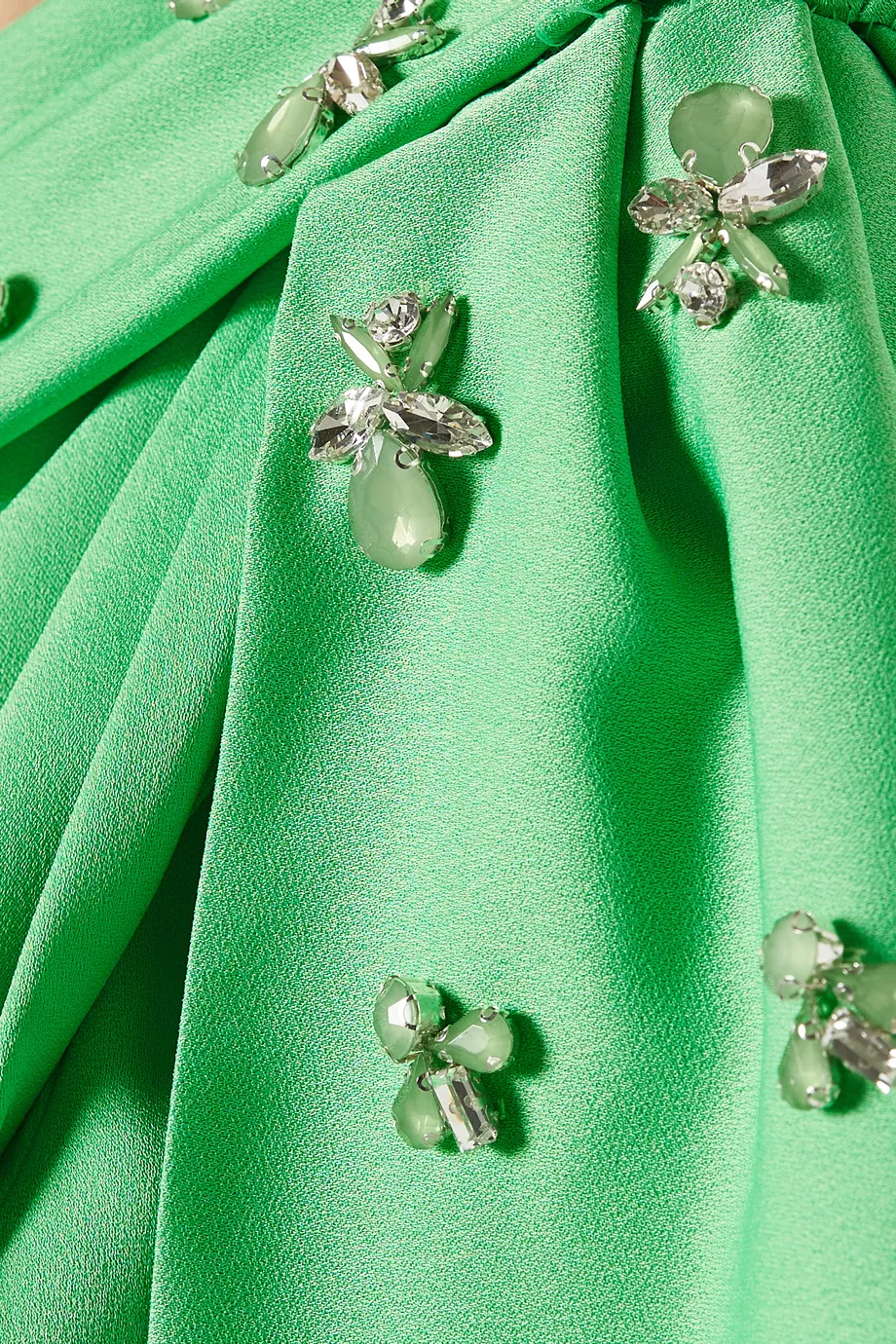 Buy zg r Masur Green One shoulder Draped Dress in Shiny Crepe for