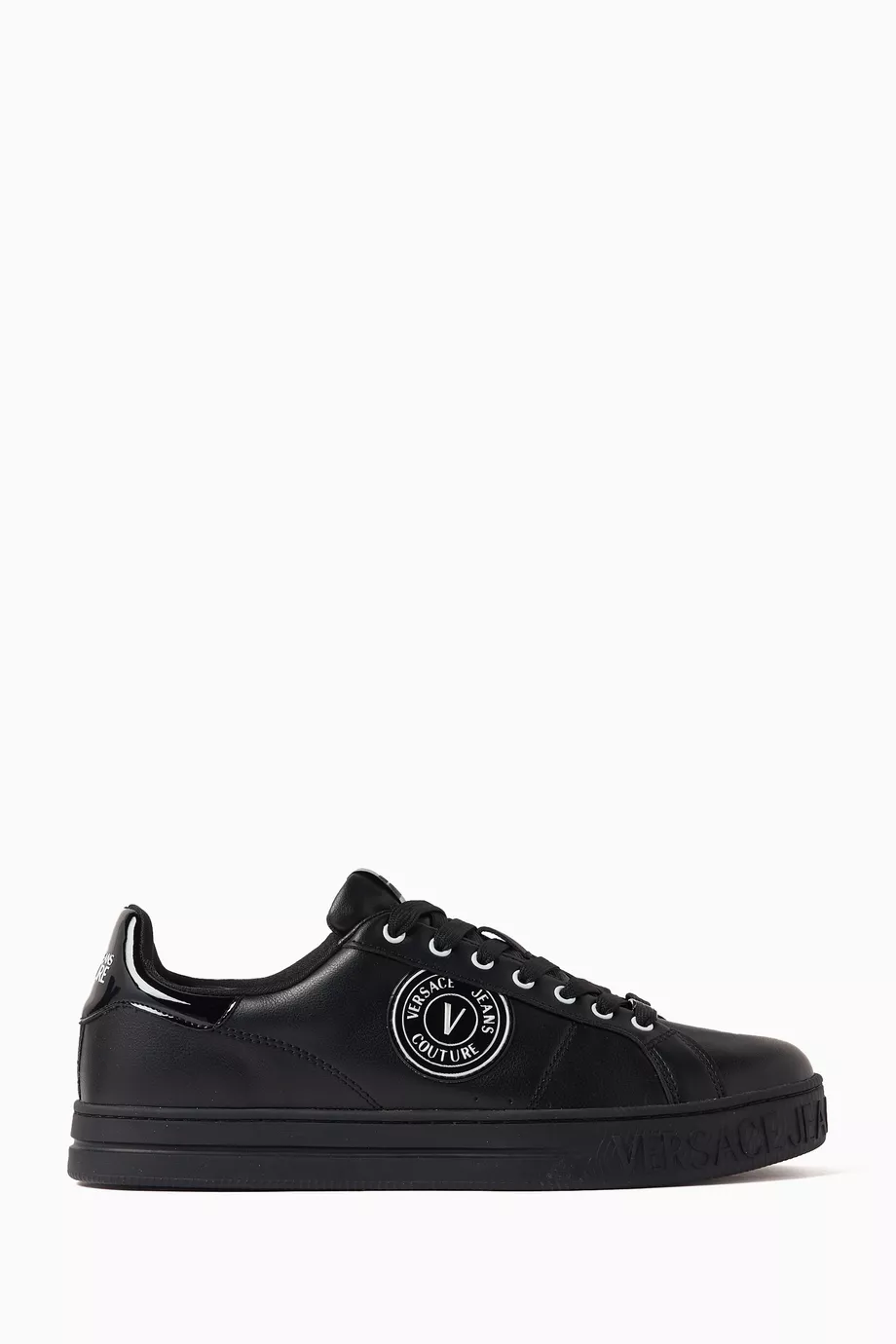 Versace black leather sales shoes