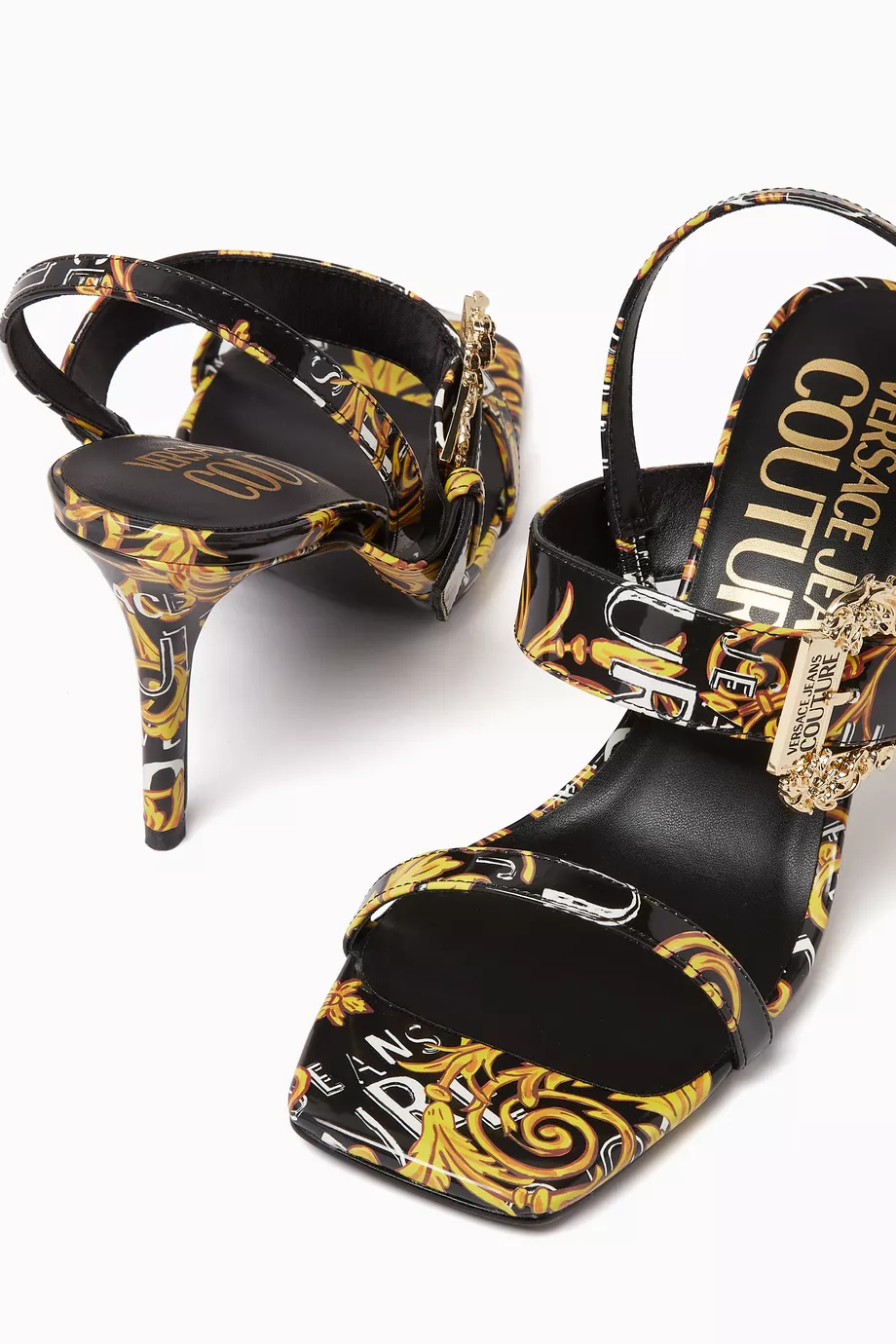 Buy Versace Jeans Couture Black Logo Couture Emily Sandals in