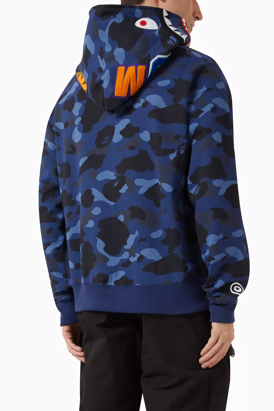 Buy A Bathing Ape Blue Color Camo Shark Hoodie in Cotton for