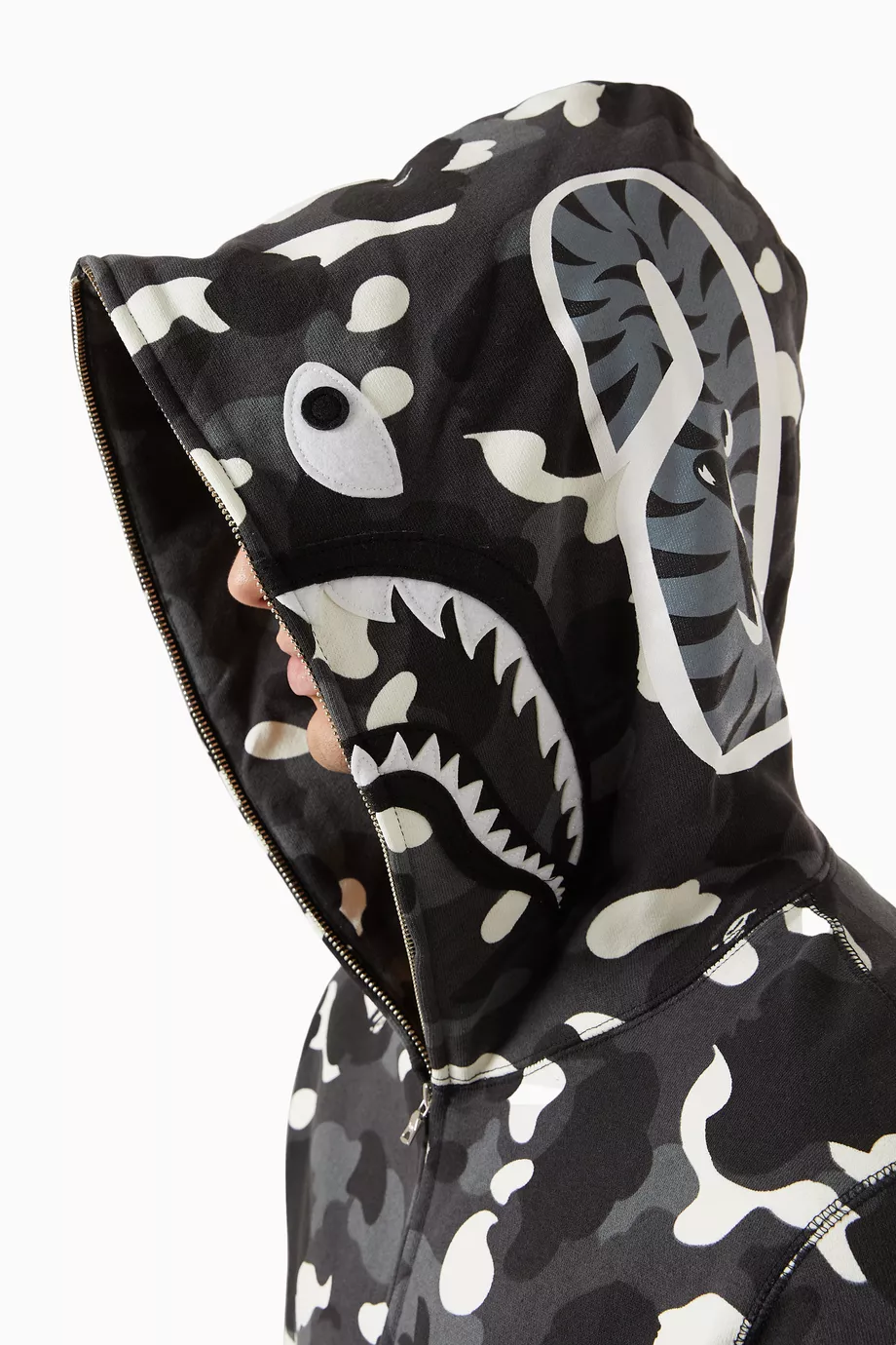 Buy A Bathing Ape Black City Camo Shark Hoodie in Cotton for Men