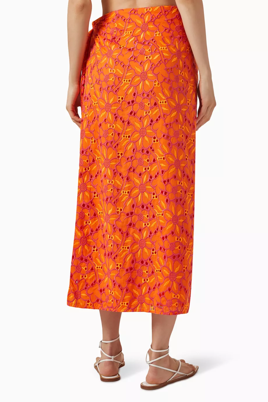 Orange skirt midi 2025