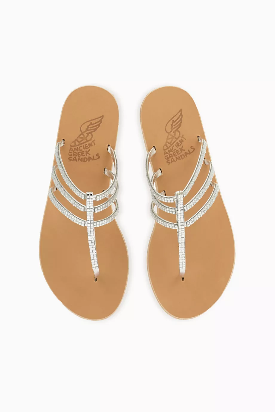 Buy Ancient Greek Sandals Silver Serena Crystal Embellished