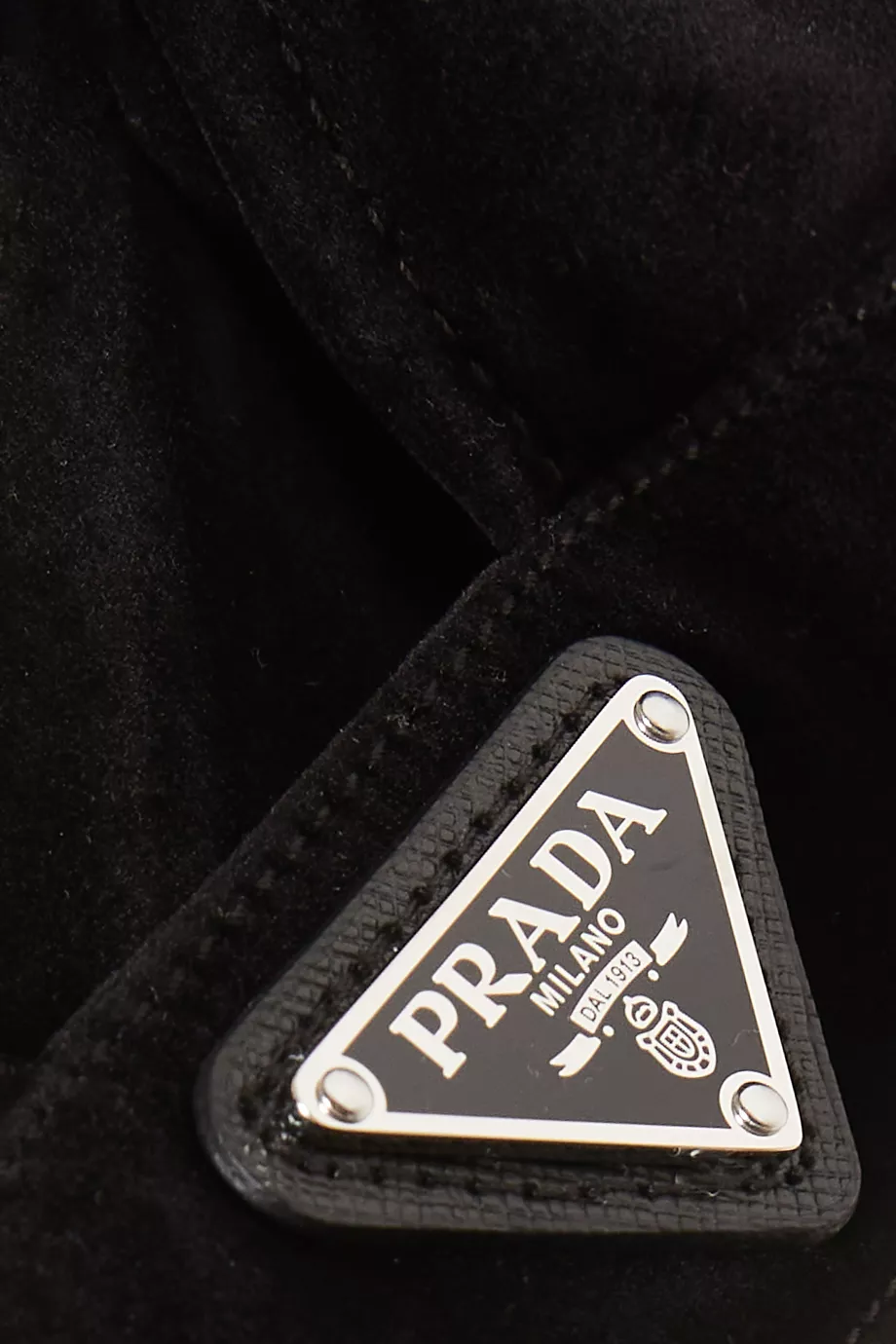 Buy Prada Black Triangle Logo Crop Top in Velvet Denim for Women in UAE