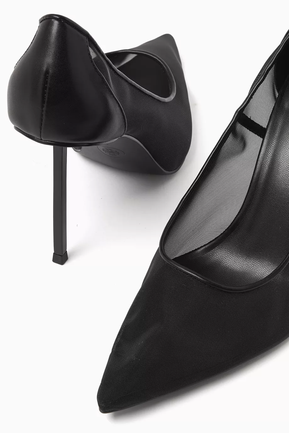Buy Femme LA Black Colette 120 Pumps in Mesh Vegan Leather for