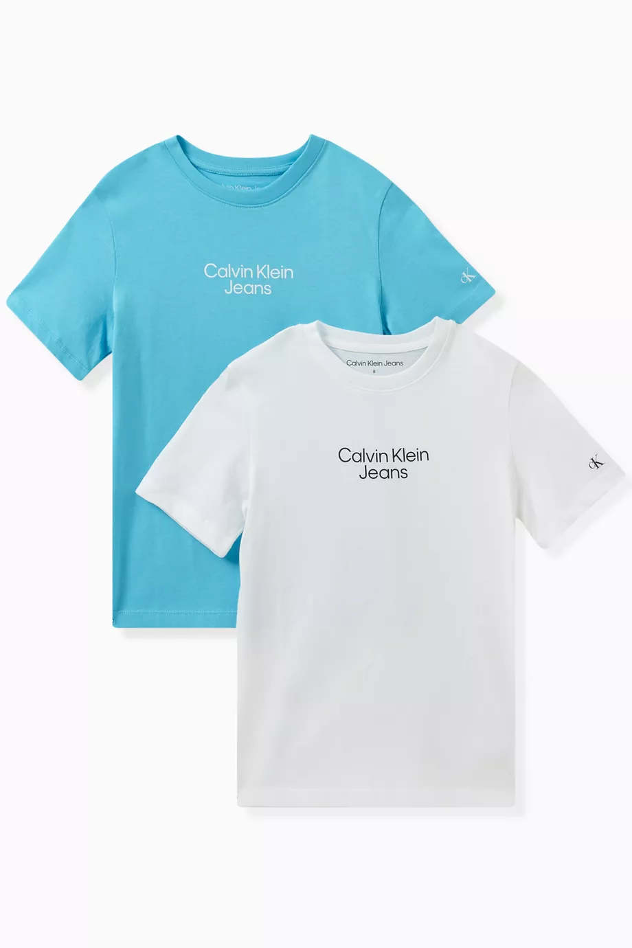 Buy Calvin Klein Blue Logo print T shirt in Cotton Set of 2 for