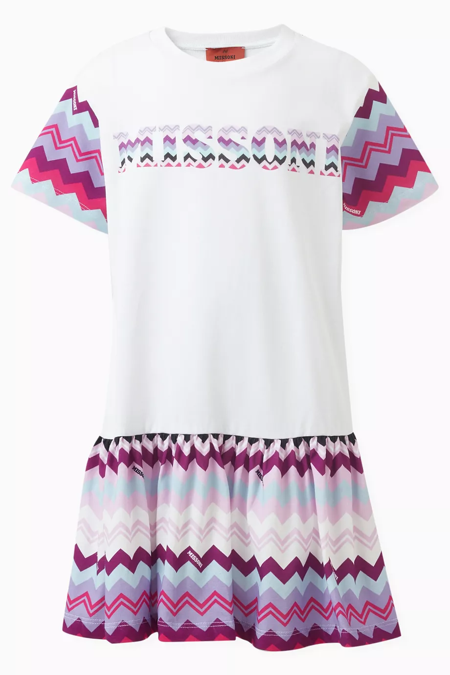 Buy Missoni Pink Zig Zag Logo Dress in Stretch Cotton Jersey for
