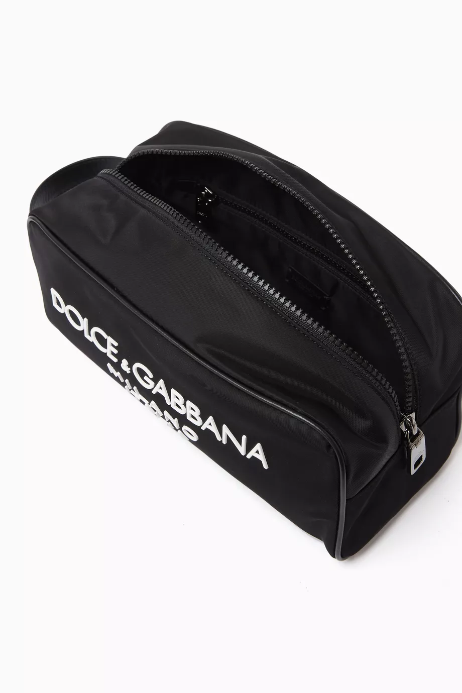 Buy Dolce Gabbana Black Rubberized Logo Toiletry Bag in Nylon