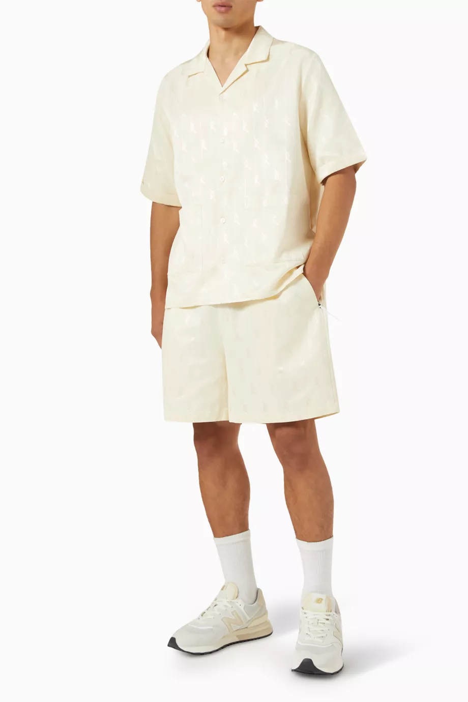 Buy Kith Neutral Reade Shirt in Cotton Blend Faille for MEN in UAE