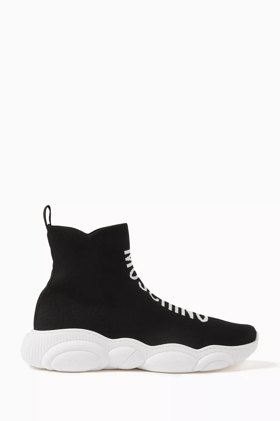 Buy Moschino Black Logo High top Sneakers in Technical Knit for