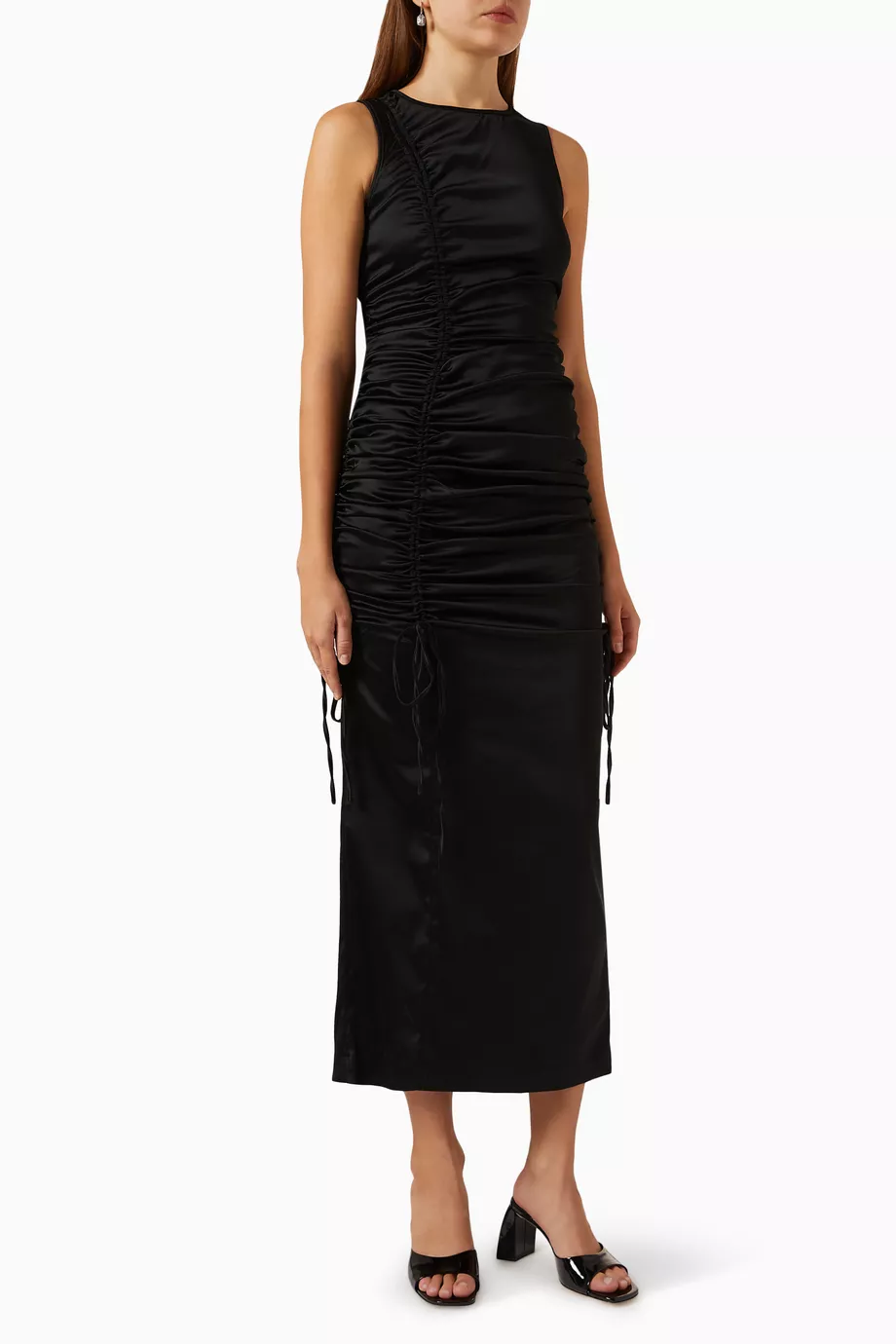 Buy Wynn Hamlyn Black Nadine Gathered Midi Dress for Women in UAE