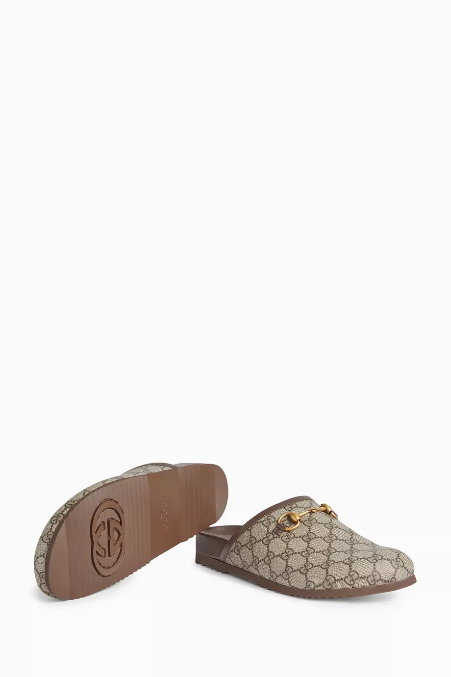 Buy Gucci Brown GG Horsebit Slippers in GG Supreme for Men in UAE