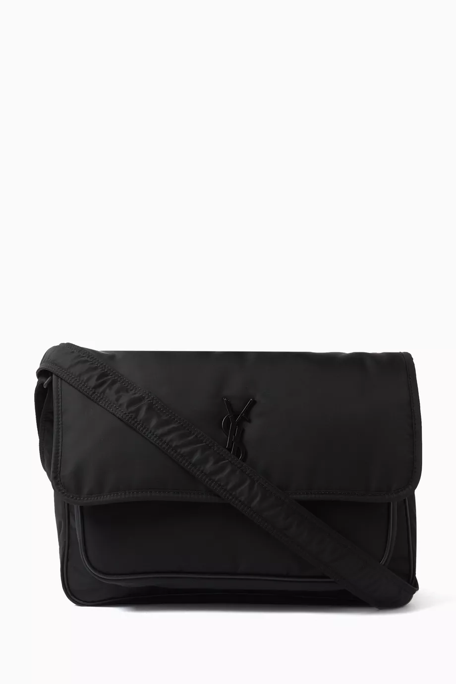 Buy SAINT LAURENT Black Niki Messenger Bag in Econyl for Men in