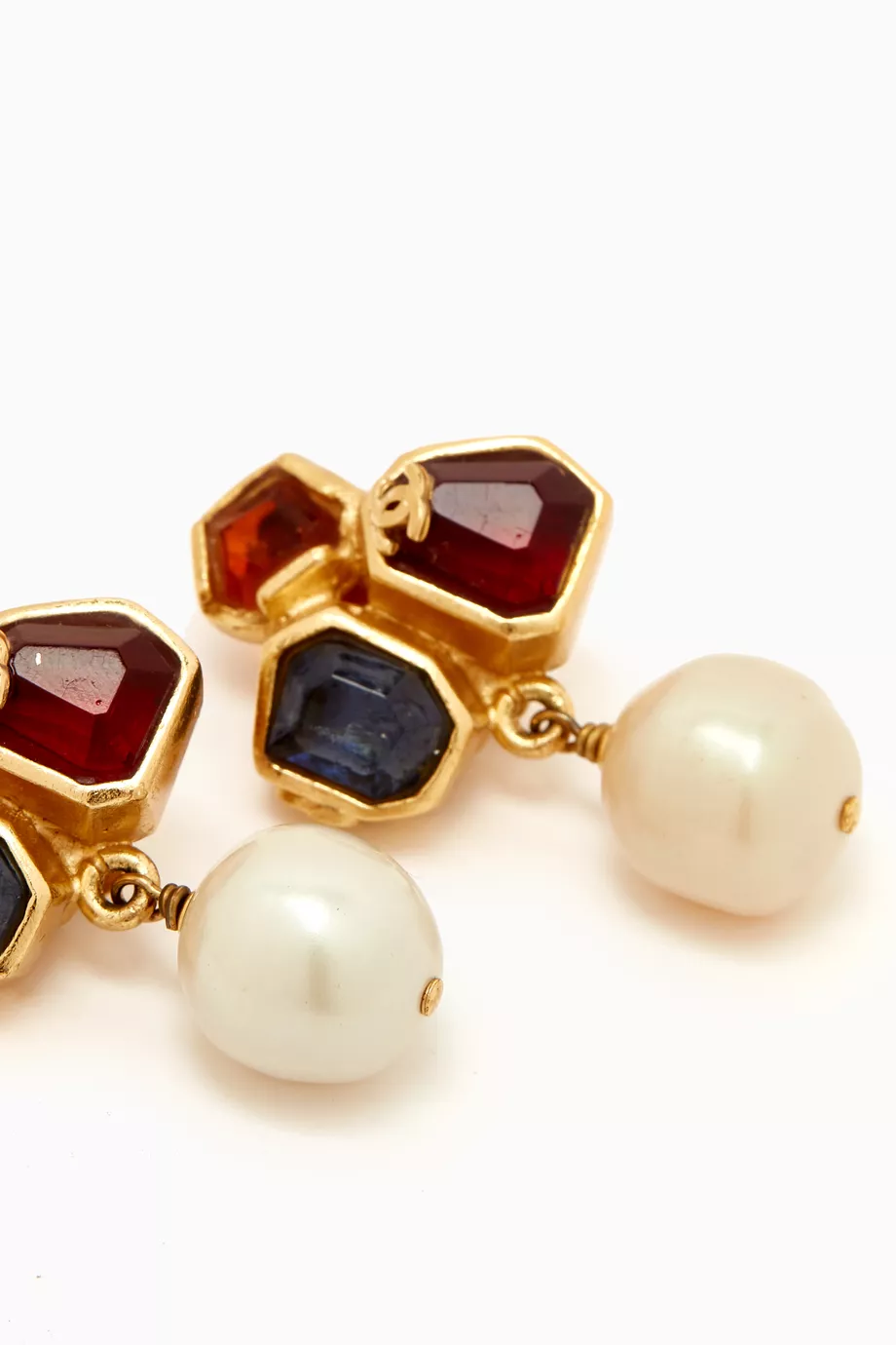 Buy Chanel Pre Loved Gold CC Gripoix Pearl Clip on Earrings for