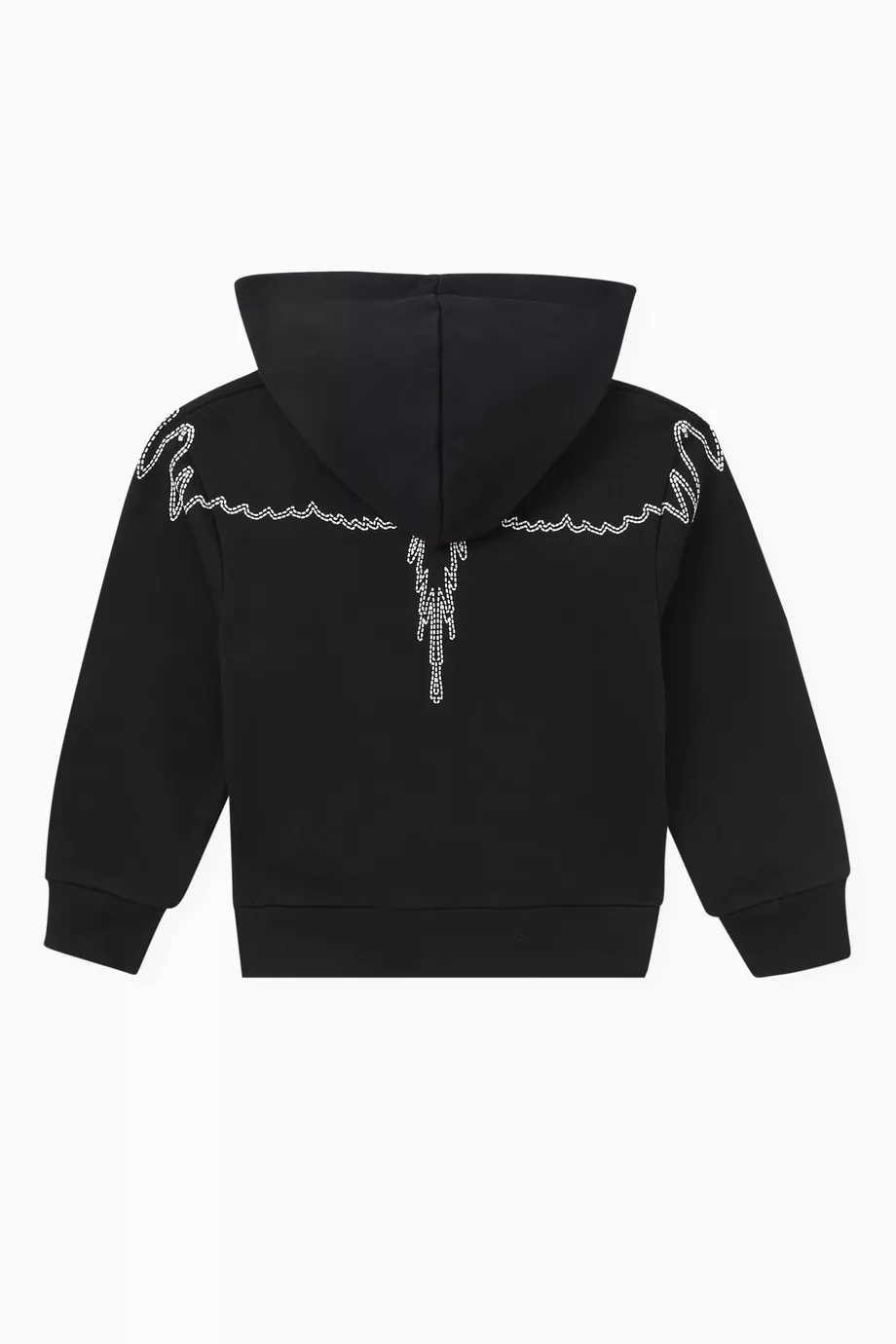 Buy Marcelo Burlon Black Embellished Stitch Wings Hoodie in Cotton