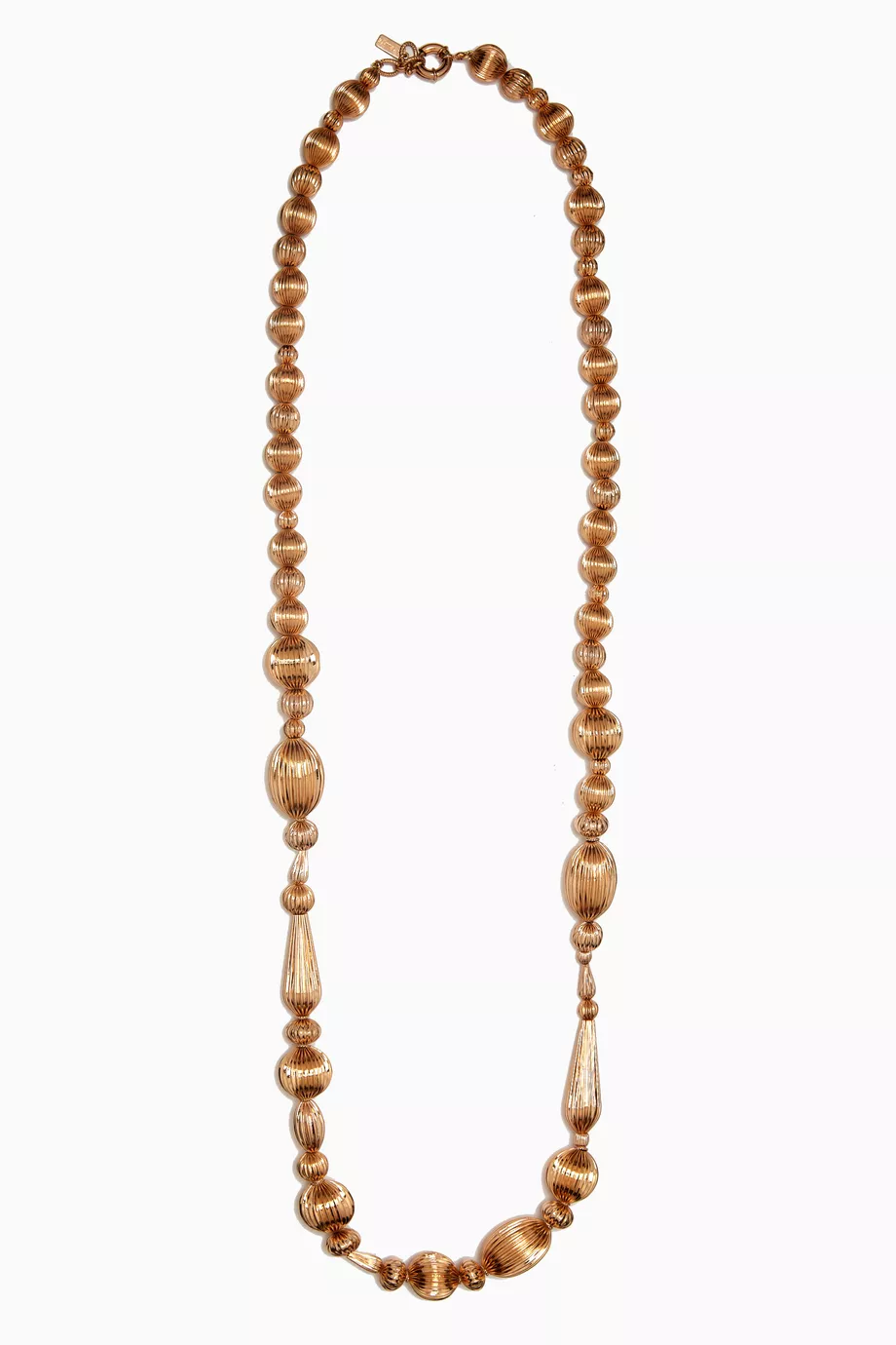 Buy Satellite Gold Gadrooned Bead Long Necklace in 14kt Gold