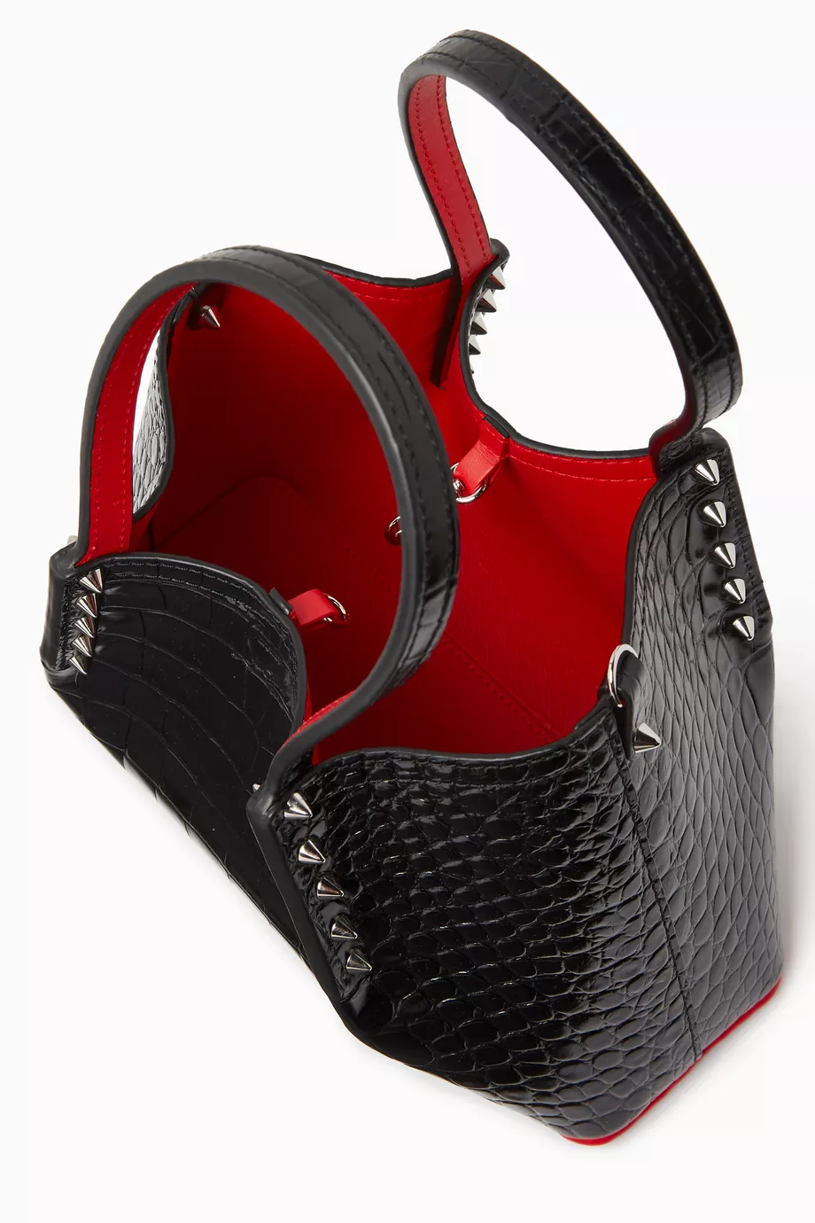 Buy Christian Louboutin Black Mini Cabarock Tote Bag in Alligator
