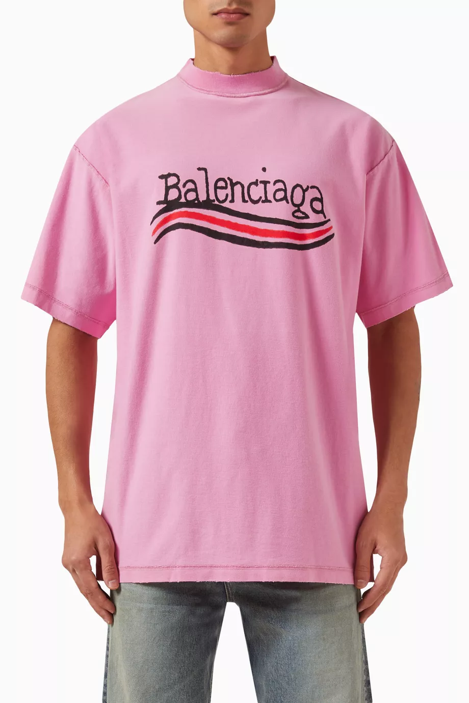 Balenciaga pink logo 2025 t shirt