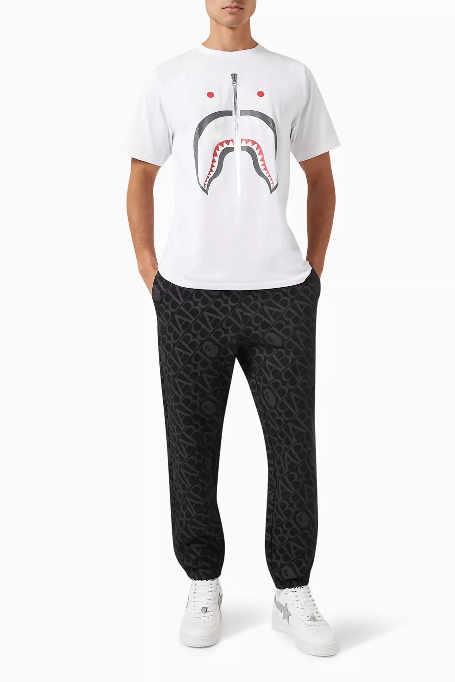 Bape shark white t shirt outlet