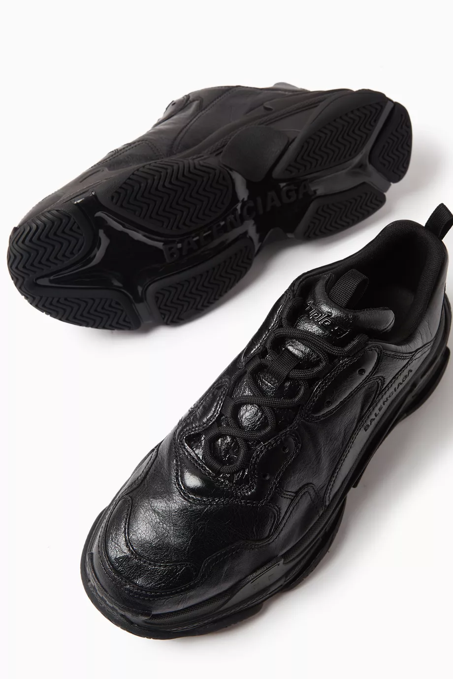 Buy Balenciaga Black Triple S Low top Sneakers in Leather for Men