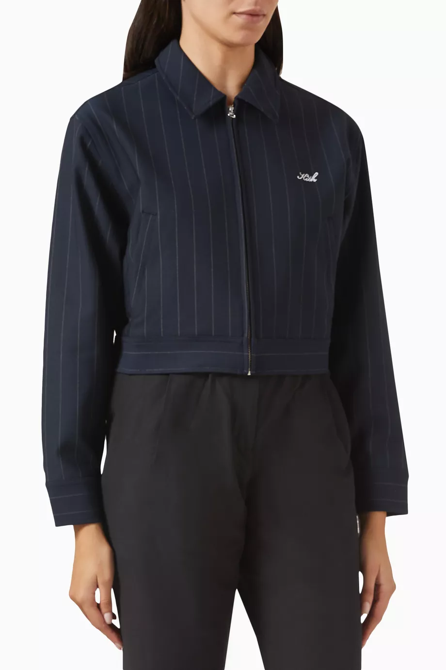 Buy Kith Blue Billie Pinstripe Jacket in Stretch Double-weave Online ...