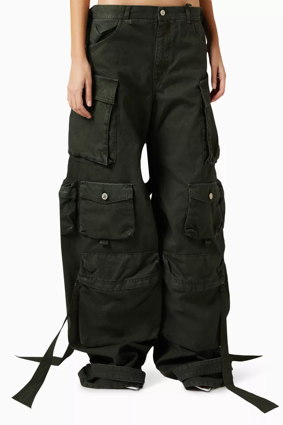 Buy The Attico Neutral Multi pocket Cargo Pants in Denim for Women