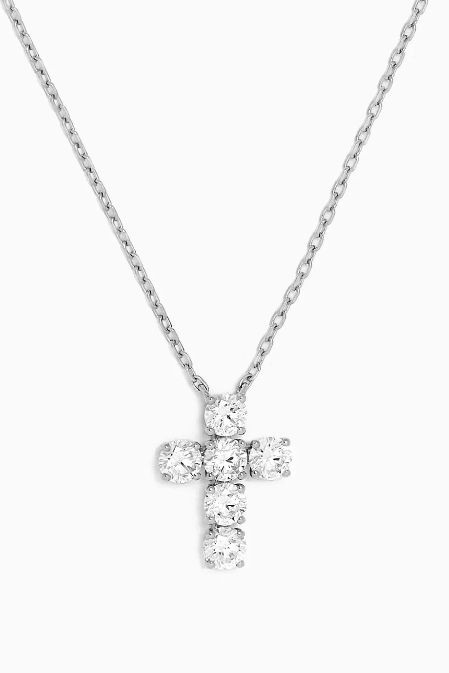 Diamond cross pendant 14k white gold outlet