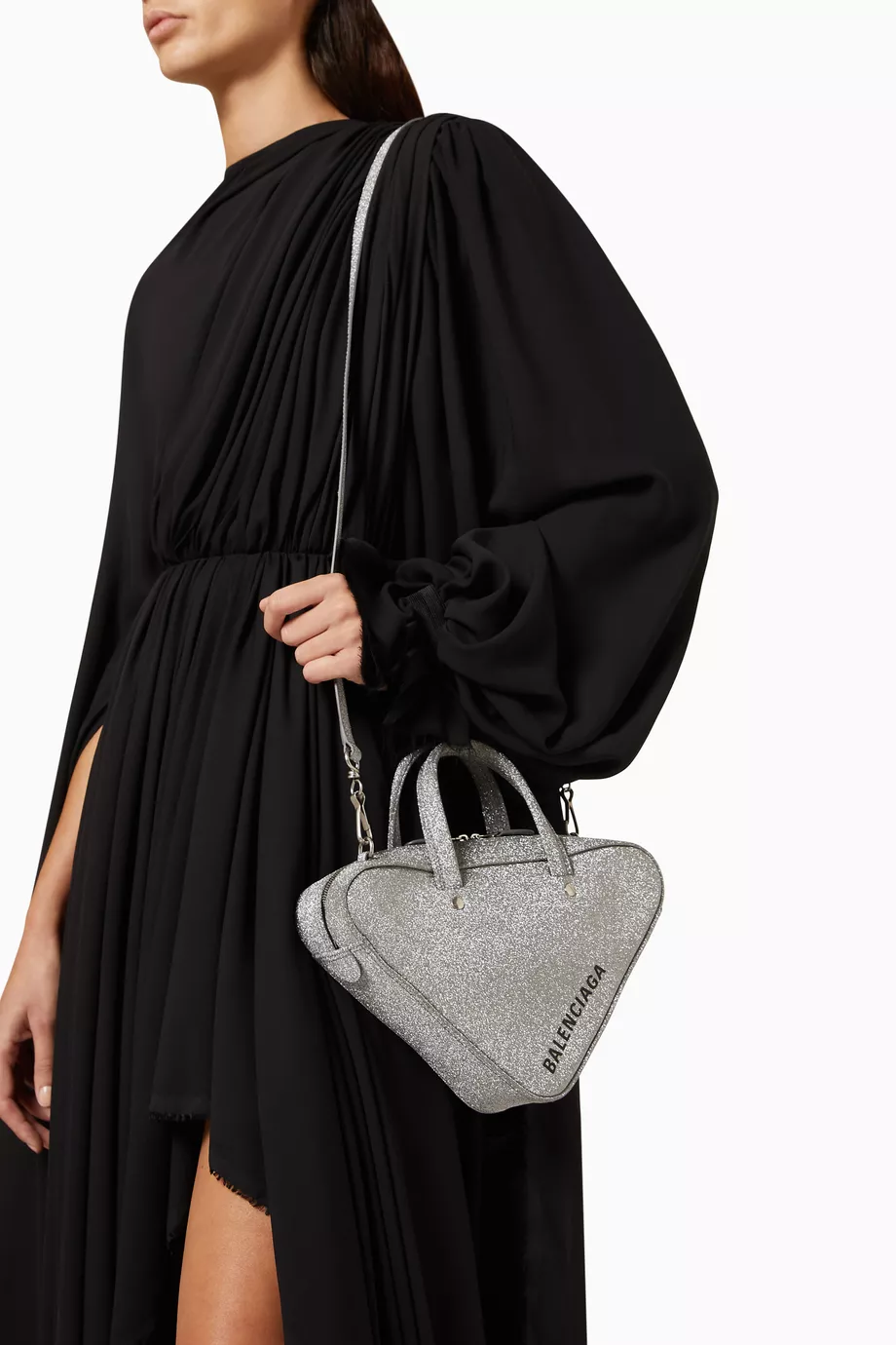 Buy Balenciaga Pre Loved Silver Pre owned XS Triangle Duffle Top