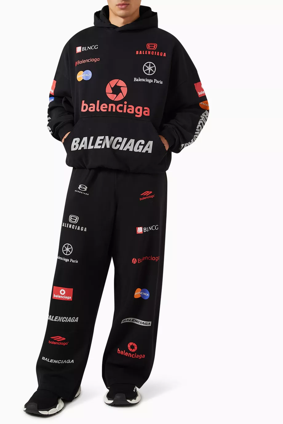 Buy Balenciaga Black Unisex Top League Oversized Hoodie in Cotton