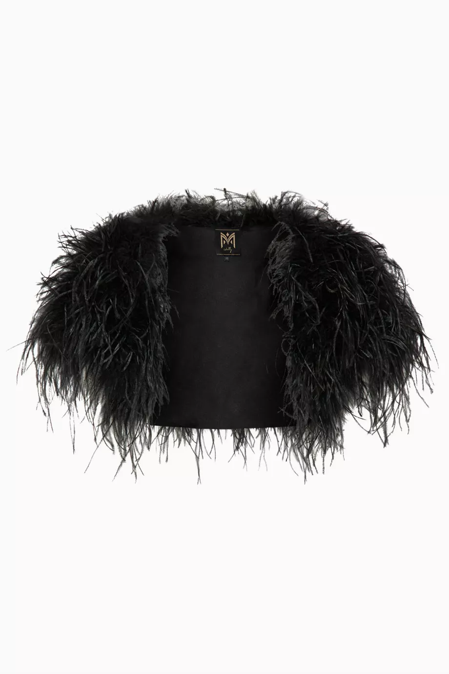 Buy Milly Black Ostrich Feather Bolero Jacket in Polyester for Women in UAE Ounass