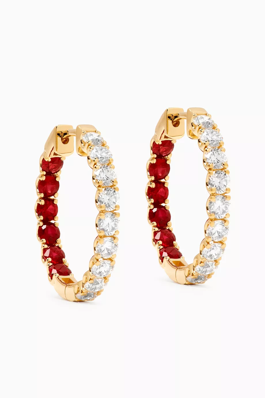 Ruby and on sale diamond hoop earrings