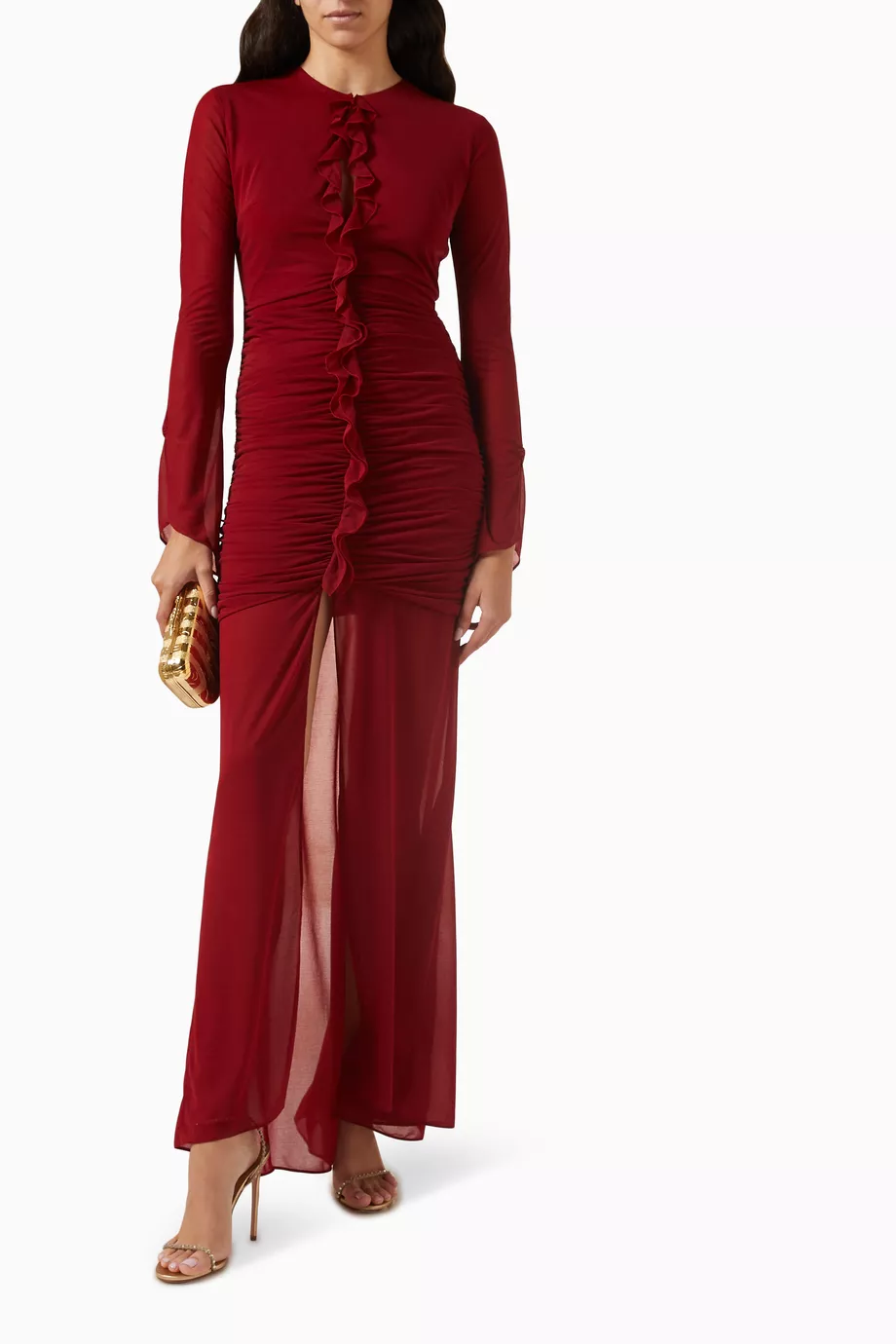 Buy De La Vali Burgundy Ceylon Maxi Dress in Jersey for Women in