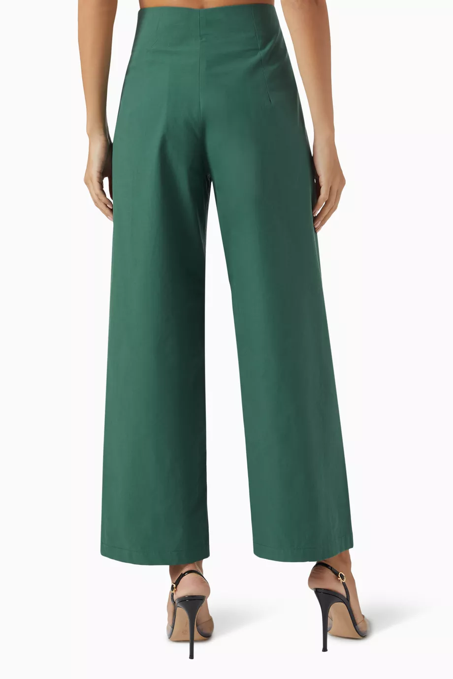 Buy SH Collection Green High waist Pants in Cotton blend for Women in UAE Ounass