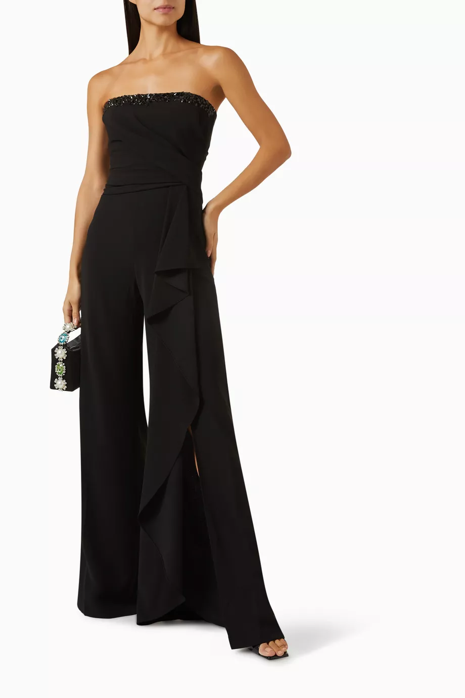 Buy Gemy Maalouf Black Bead-embellished Strapless Jumpsuit in